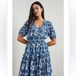Rails Fiorella Mini Dress in Chambray Floral Bloomcore Tiered
